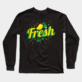 Eat Fresh Mango, Lemon And Brokkoli - Vegetarian - Go Vegan Long Sleeve T-Shirt